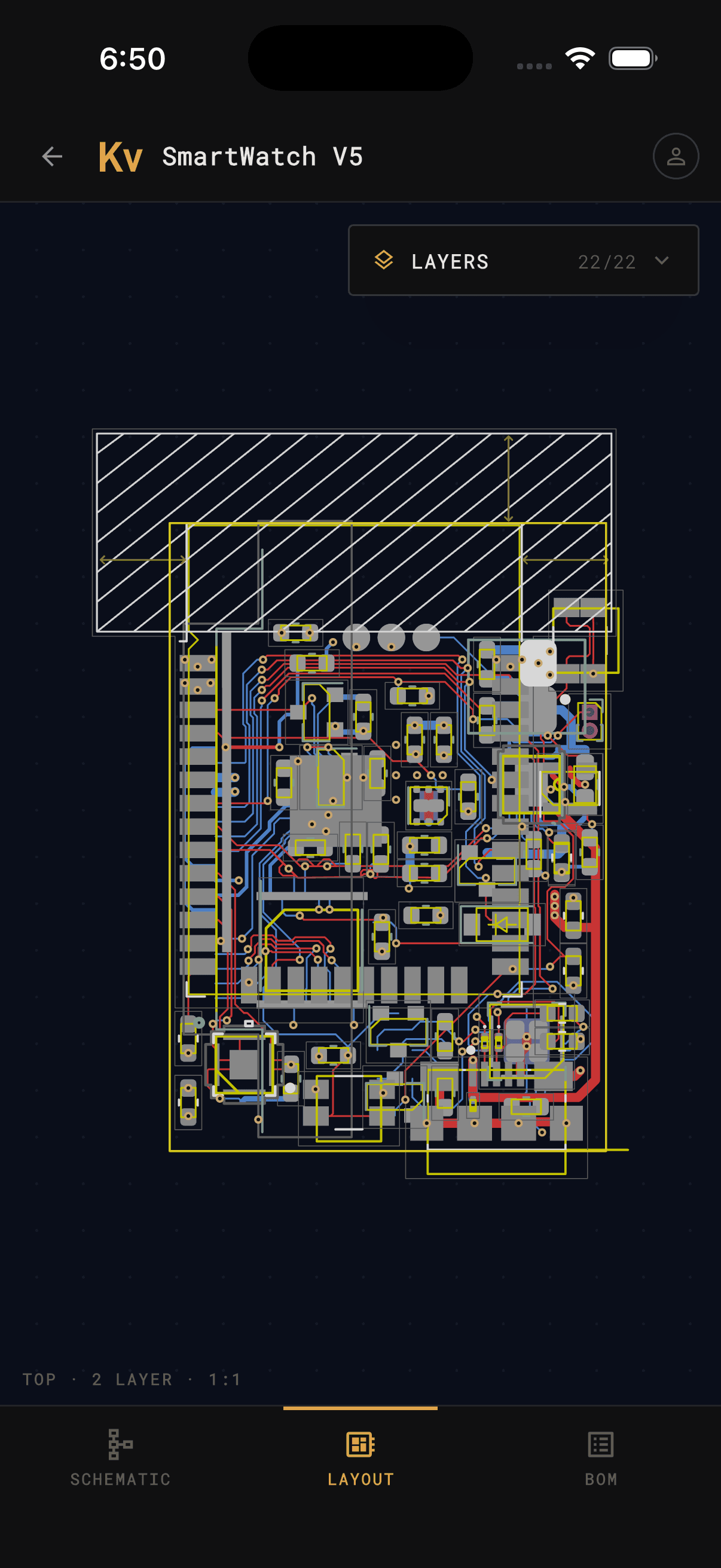 KiCad Viewer PCB layout view on iPhone