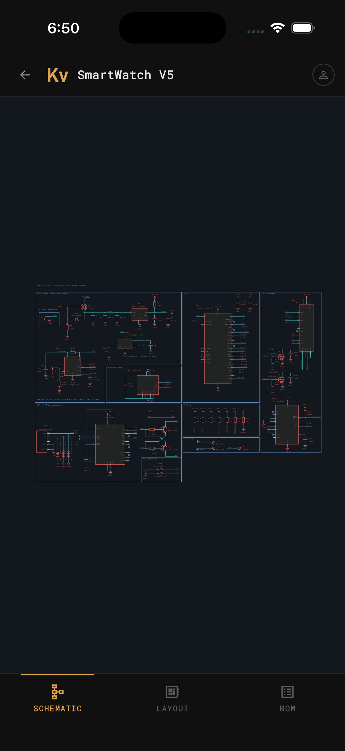 KiCad Viewer schematic view on iPhone